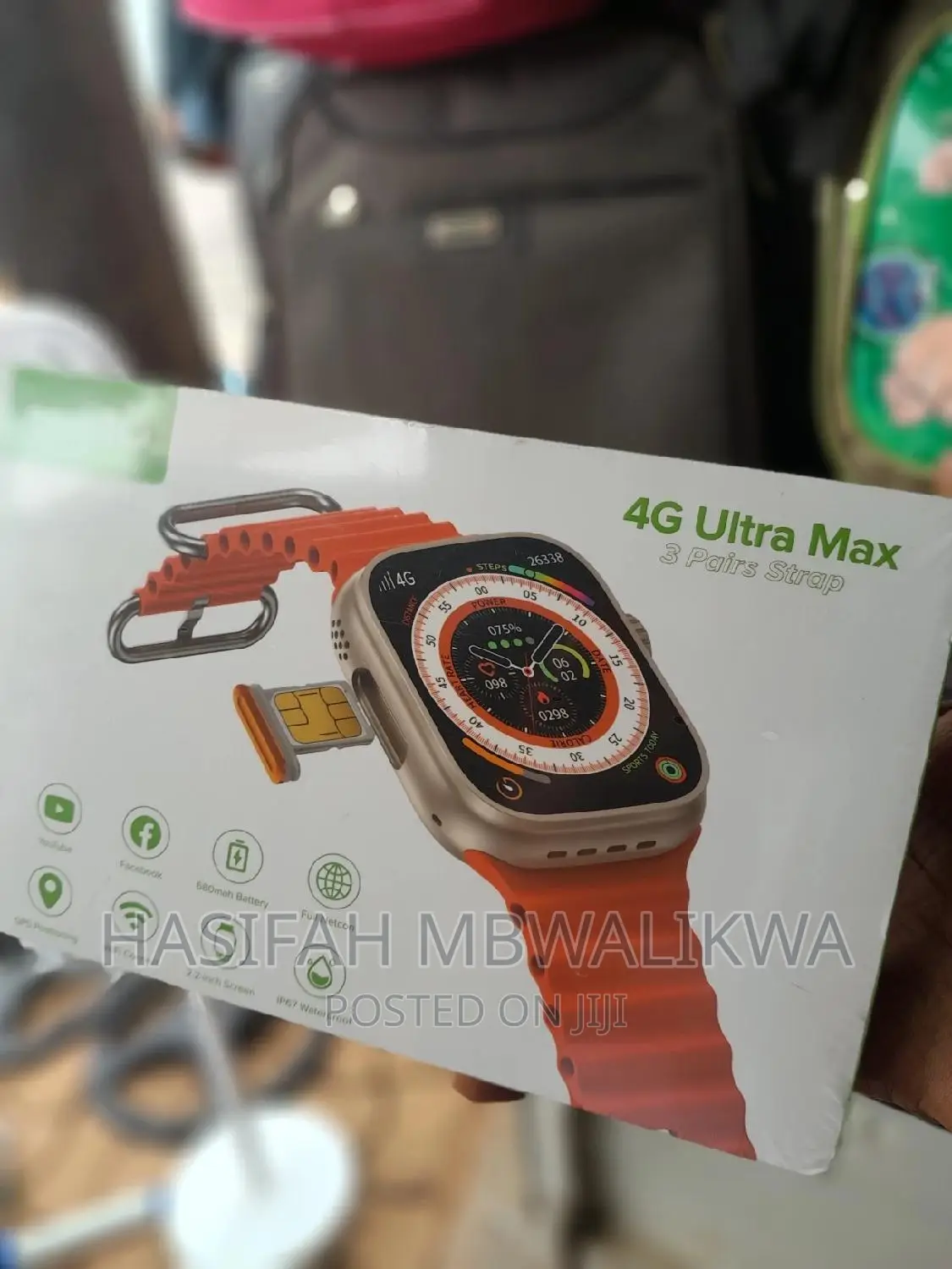 4G Ultra Max Smart Watch 64GB With a Simcard- 3 Pairs Strap