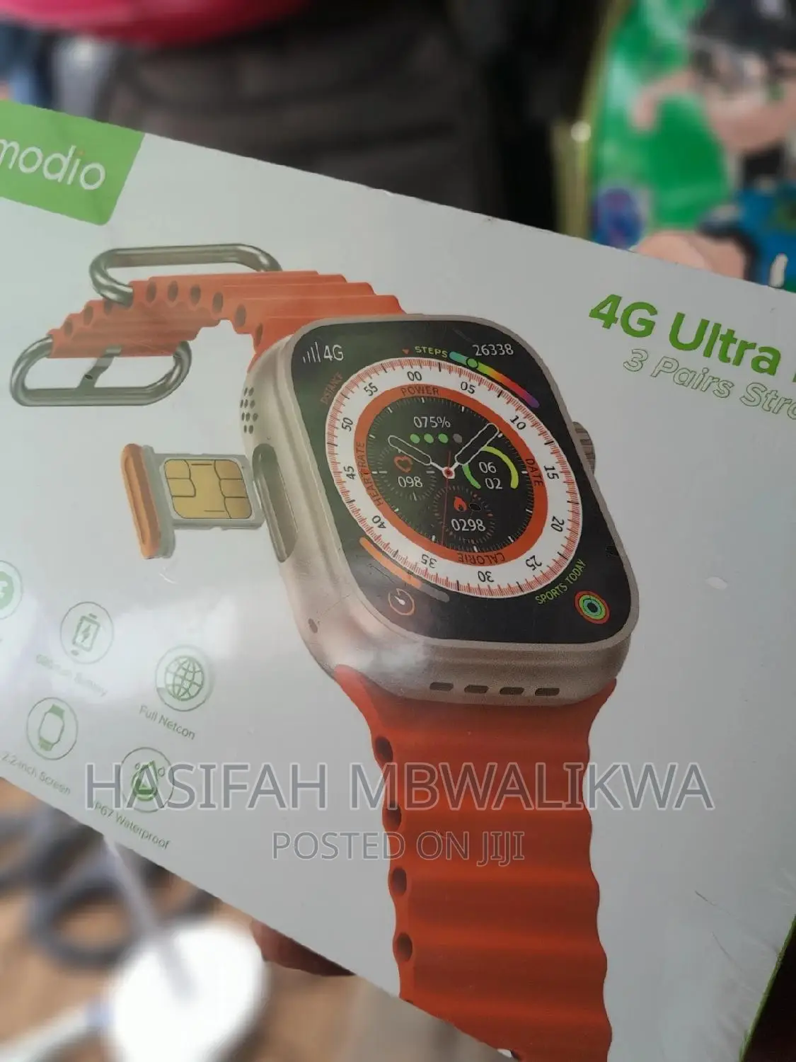 4G Ultra Max Smart Watch 64GB With a Simcard- 3 Pairs Strap
