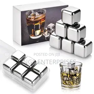 8pc Reusable Stainless Steel Ice Cubes With Tongs