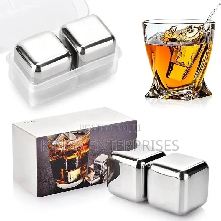 8pc Reusable Stainless Steel Ice Cubes With Tongs