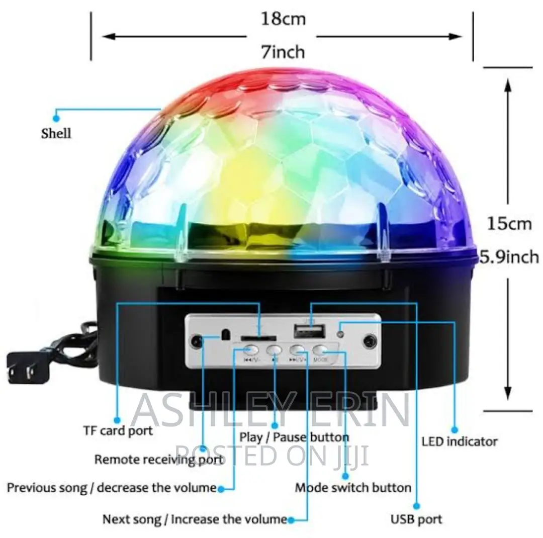 Mp3 + Bluetooth Crystal Magic Ball Led Light