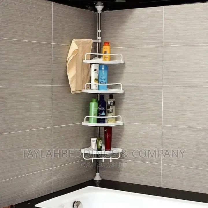 Bathroom Shower Storage Corner Caddy Tension Pole, 4-Tier