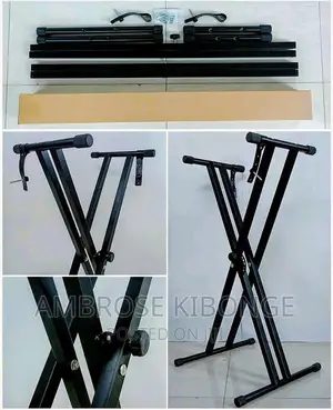 Solid Metallic Adjustable Double Bar Heavy Duty Piano Stand.
