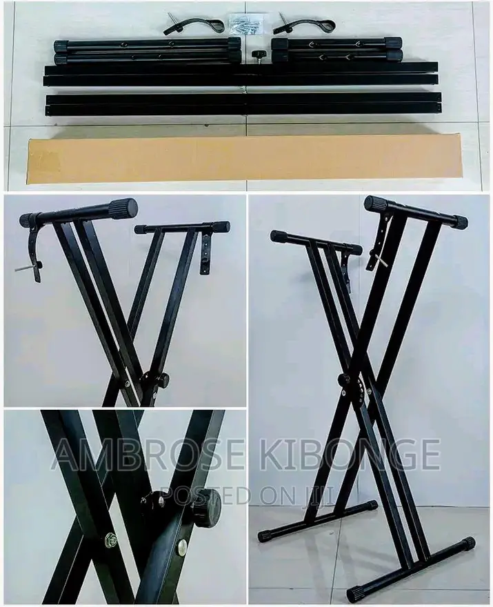 Solid Metallic Adjustable Double Bar Heavy Duty Piano Stand.