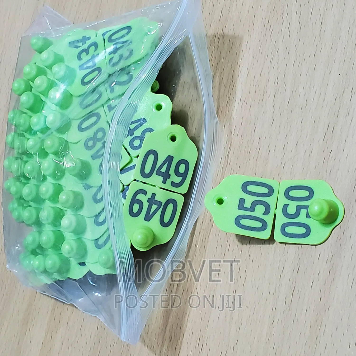 Green Numbered Double Eartags for Goats