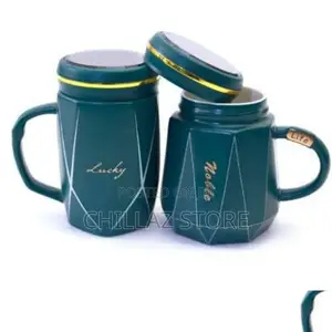 2 PCS Hexagonal Ceramic Coffee Mugs.