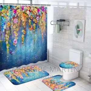 Photo - 4pc Shower Curtain, Bathroom and Toilet Rug