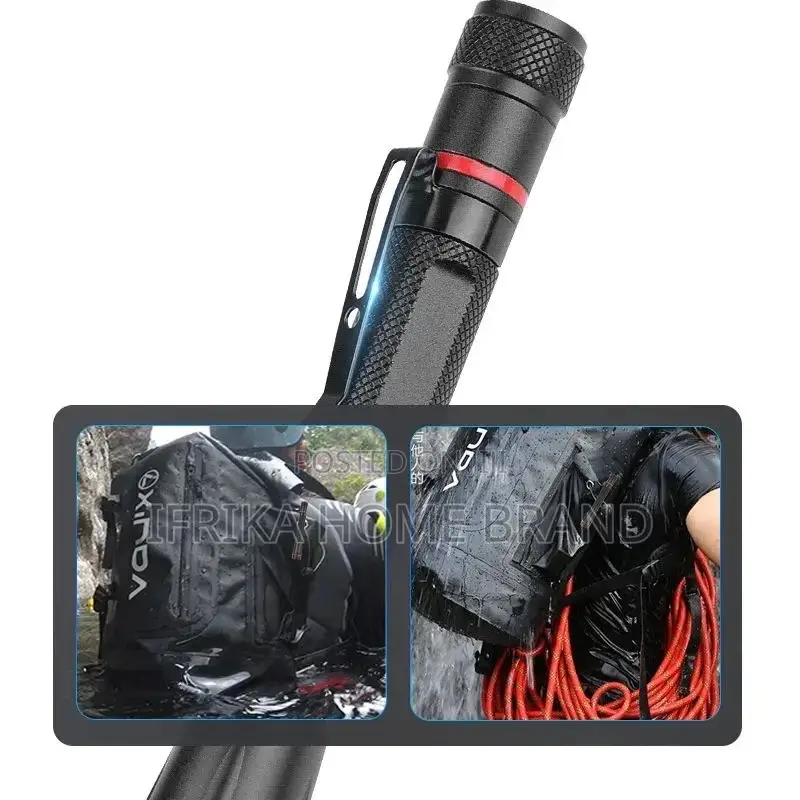 Mini LED Flashlight Portable Pen Light With Clip Zoomable