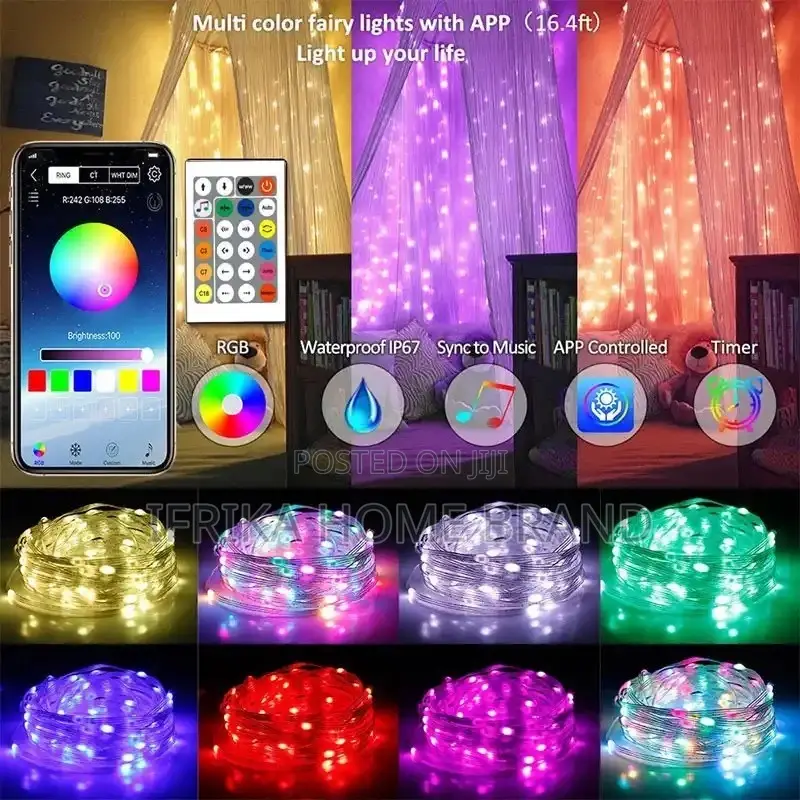 Led Light String Magic Color RGB Leather Line Lights