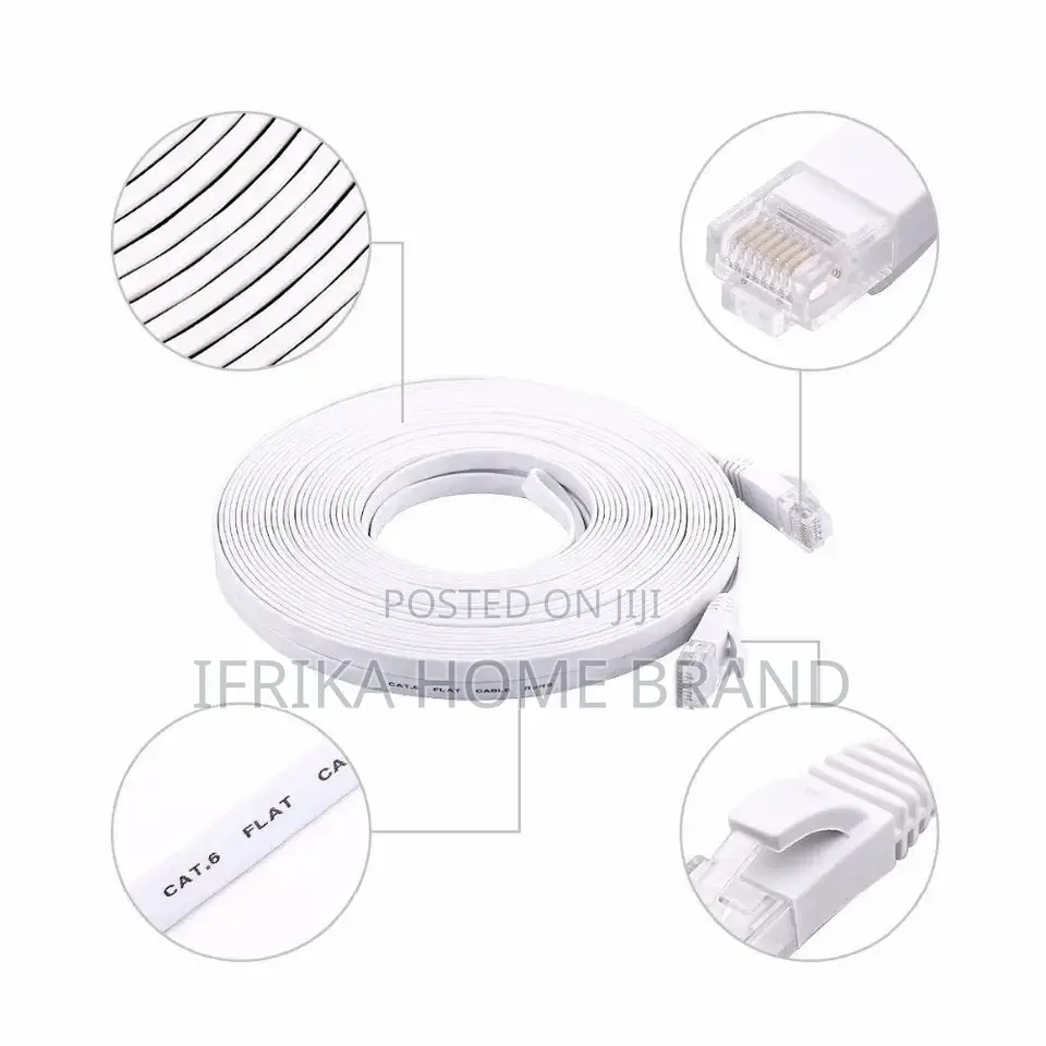 15M Pure Copper CAT6 Flat UTP Ethernet Network Cable RJ45