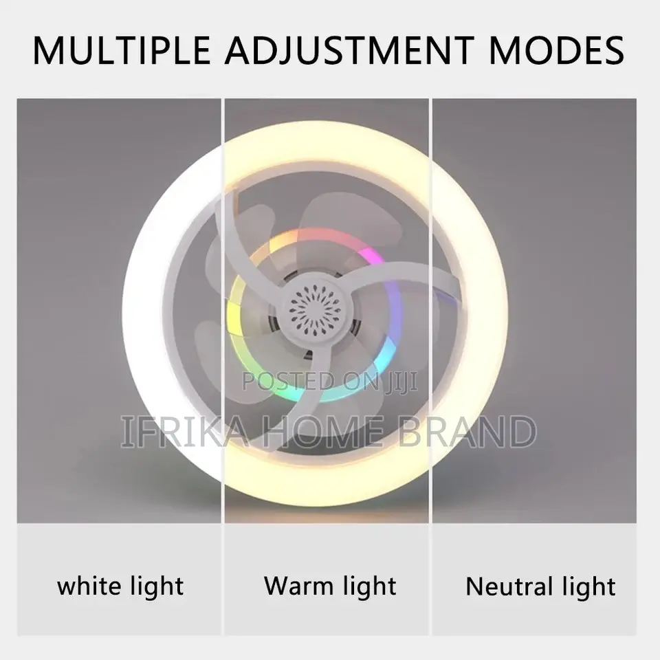 Remote Control Ceiling Fan Light E27 RGB Mini Fan Lamp Super