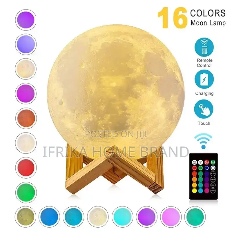 LED Night Light Print Moon Lamp Rechargeable Moon Table Lamp