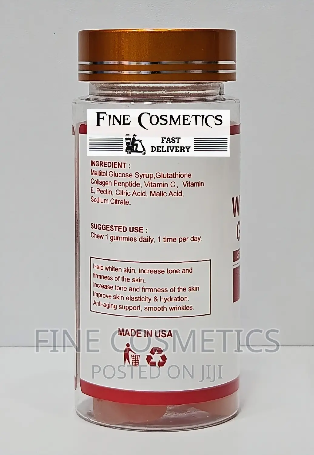 Nature's Cure Skin Whitening Gummies Strawberry Flavour. 30