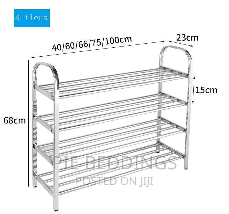 Metallic 4 Tier Shoe Rack