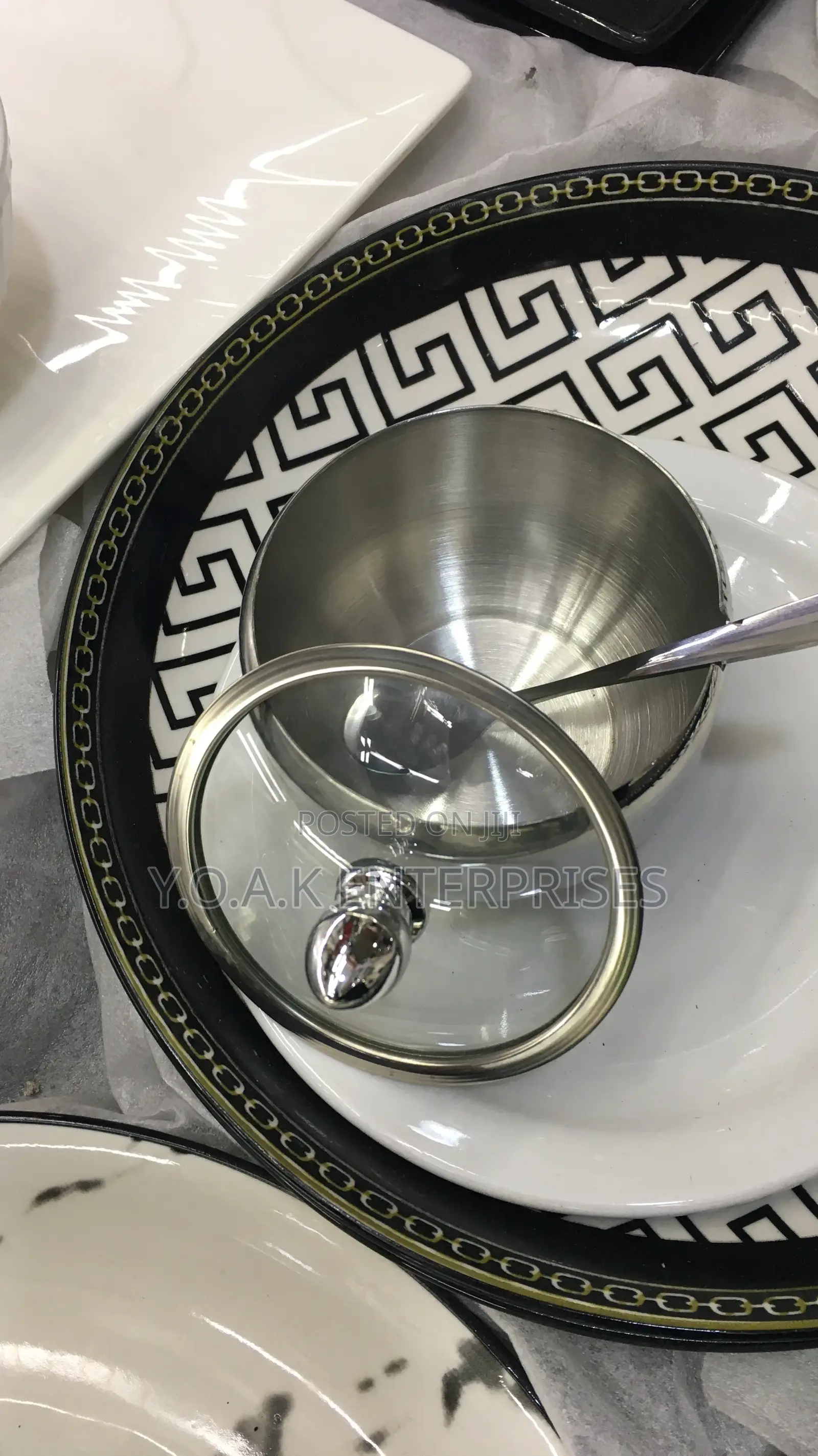 Steel Sugar Bowls With Glass Cover