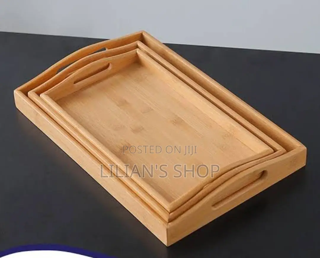 Durable Bamboo Serving Tray Set -3pcs