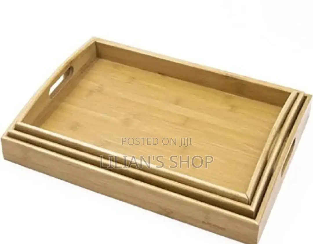 Durable Bamboo Serving Tray Set -3pcs