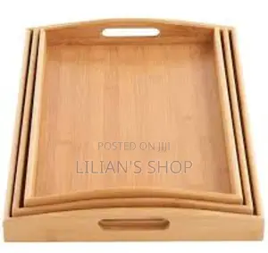 Durable Bamboo Serving Tray Set -3pcs