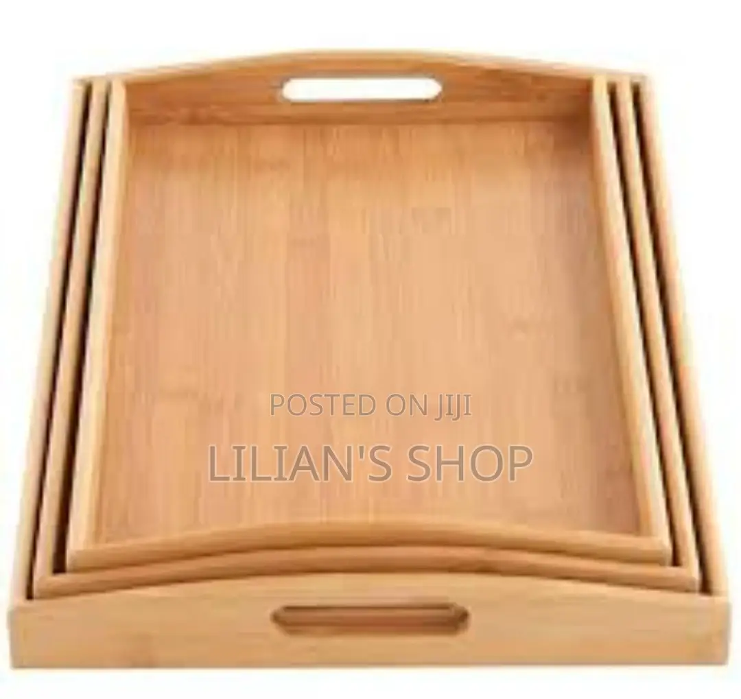 Durable Bamboo Serving Tray Set -3pcs