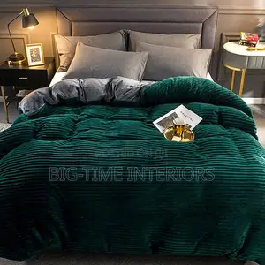 4pcs Army Green Coral Velvet Duvet Set