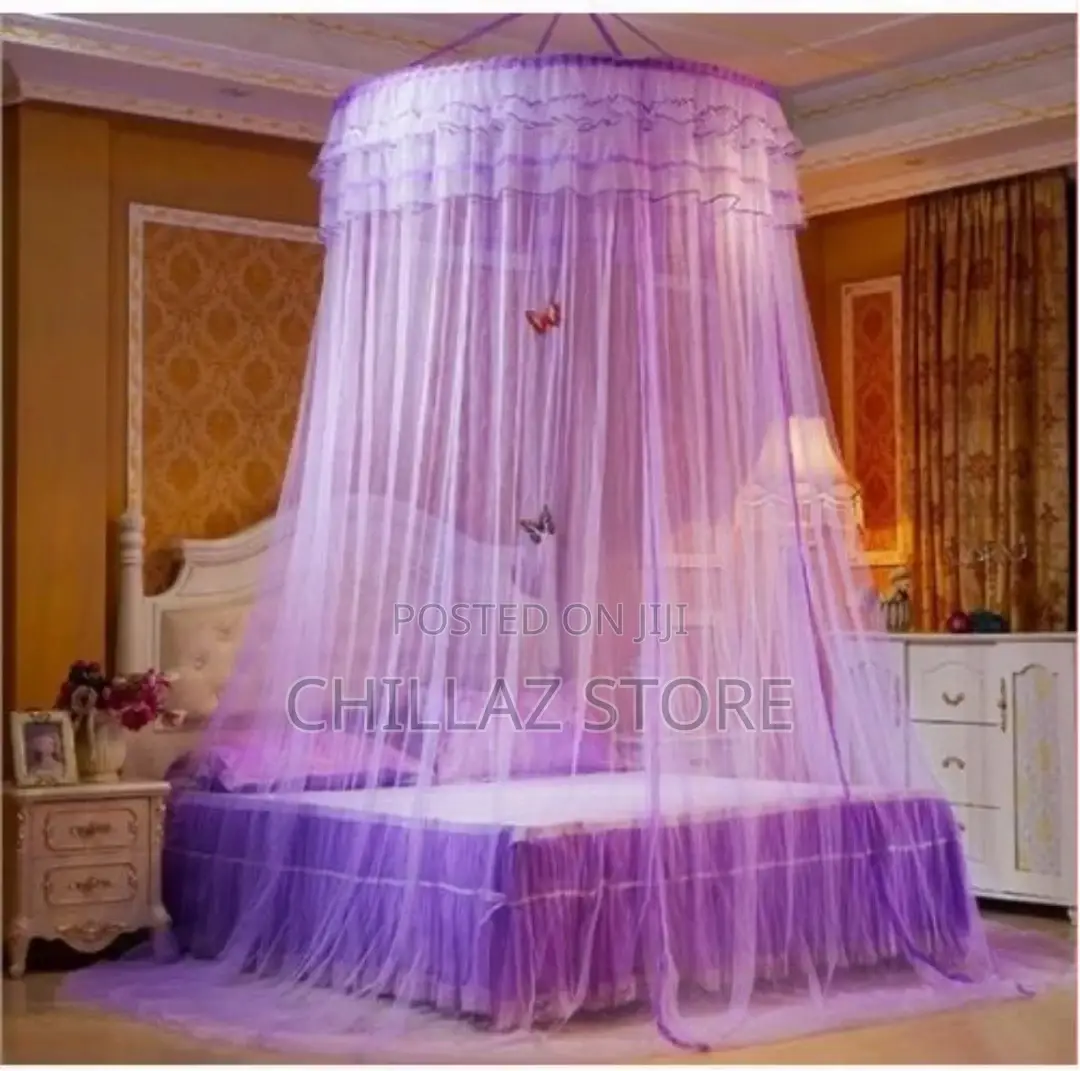 Round Hanging Mosquito Net – Purple Top Design May Vary