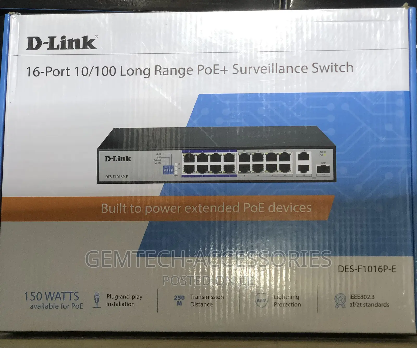 Dlink Des-F1016p-E 16 Port Poe Switch