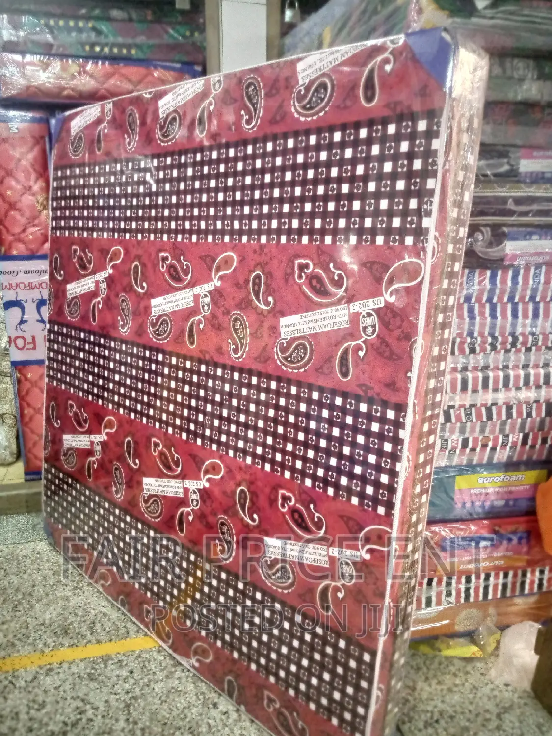 Rosefoam Mattress.5x6x6inches.Sealed Cover.( Red)