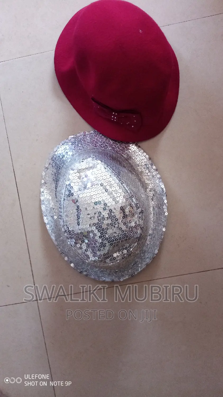 Red and Shiny Sliver Round Hats Each