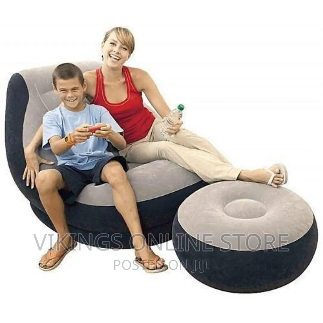 Intex Inflatable Flocking Air Chair With Small Sitter - Grey