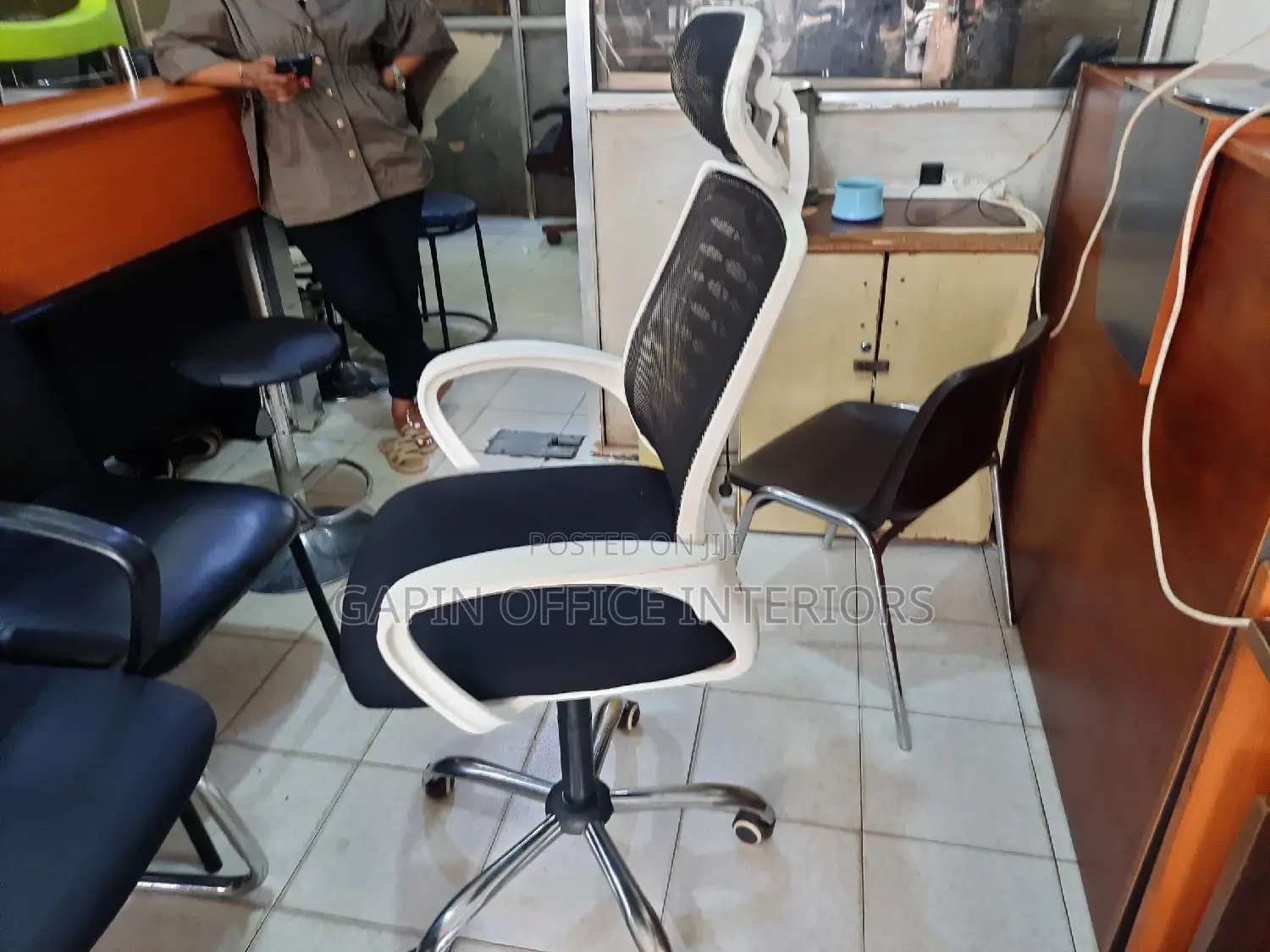 White and Black Back Mesh Office Chair