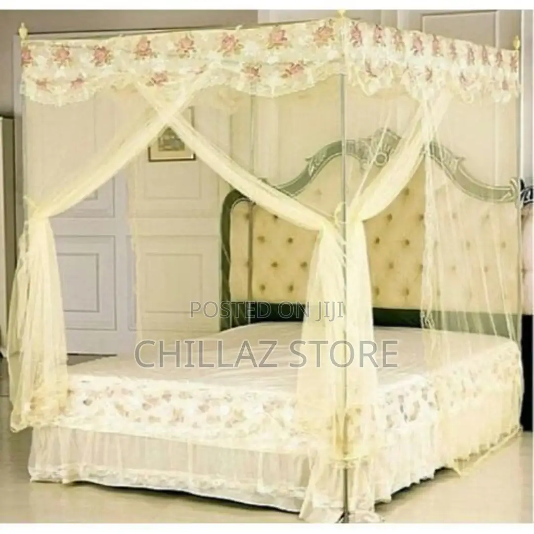 Steel Flat Topped Luxury Mosquito Net – Cream Top Design May