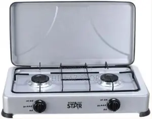 Winning Star 2 Burner Gas Cooking Stove With Lid-Grey