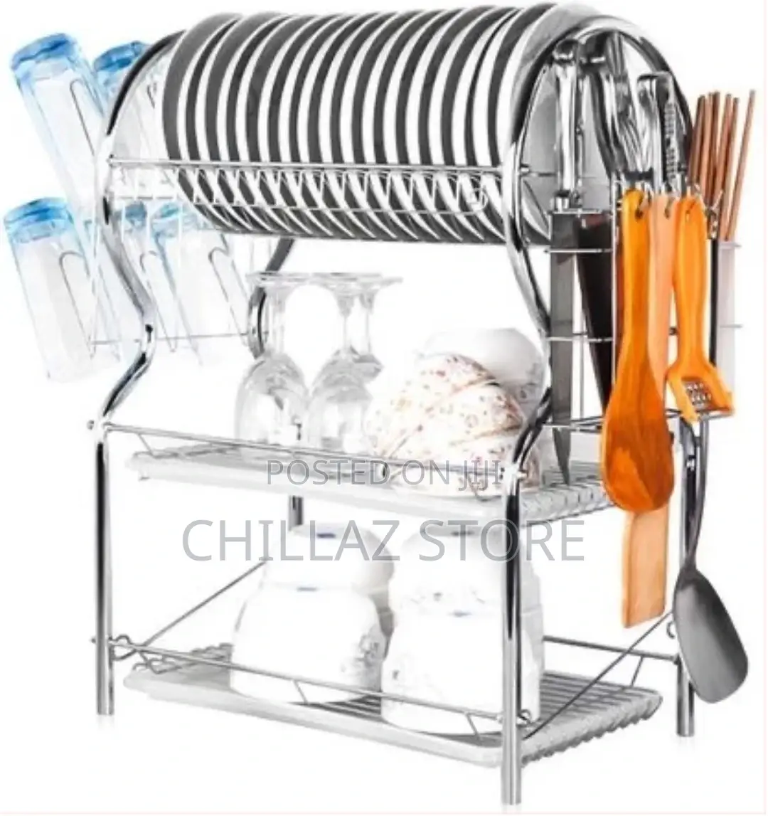 3 Tier Stainless Steel Dish Draining Rack – Silver