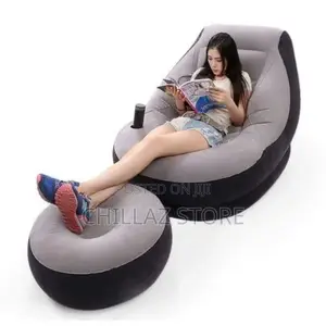 Intex Inflatable Flocking Air Chair With Footrest and Pump
