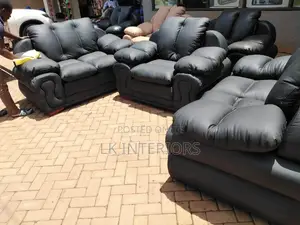 Leather Fiber Sofa Set in Cream 7seats