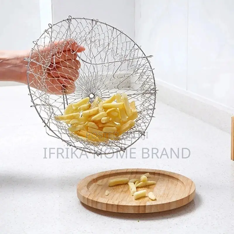 Foldable Steam Rinse Strain Stainless Steel Frying Basket