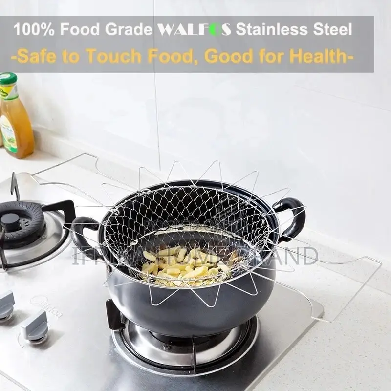 Foldable Steam Rinse Strain Stainless Steel Frying Basket