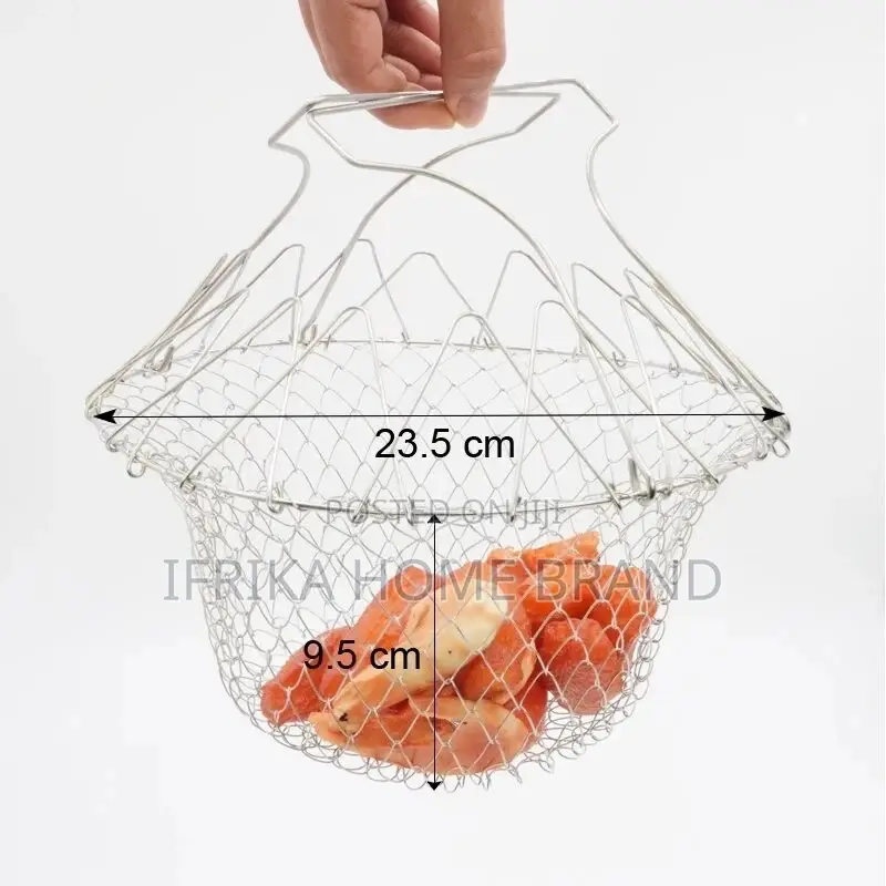 Foldable Steam Rinse Strain Stainless Steel Frying Basket