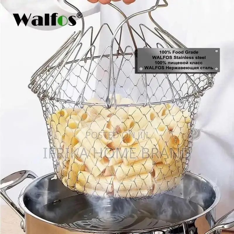 Foldable Steam Rinse Strain Stainless Steel Frying Basket