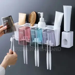 Wall Mount Toothbrush Holder Automatic Toothpaste Dispenser