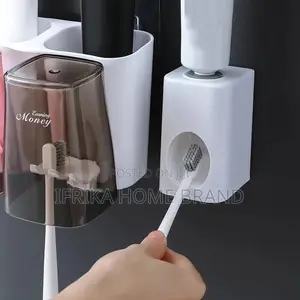 Wall Mount Toothbrush Holder Automatic Toothpaste Dispenser