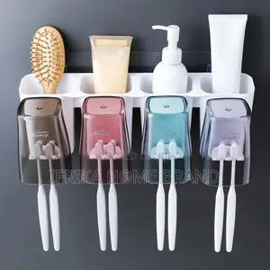 Wall Mount Toothbrush Holder Automatic Toothpaste Dispenser
