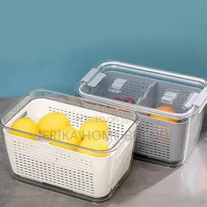 3-in-1 Fridge Storage Drainage Basket With Lid Fruit Food