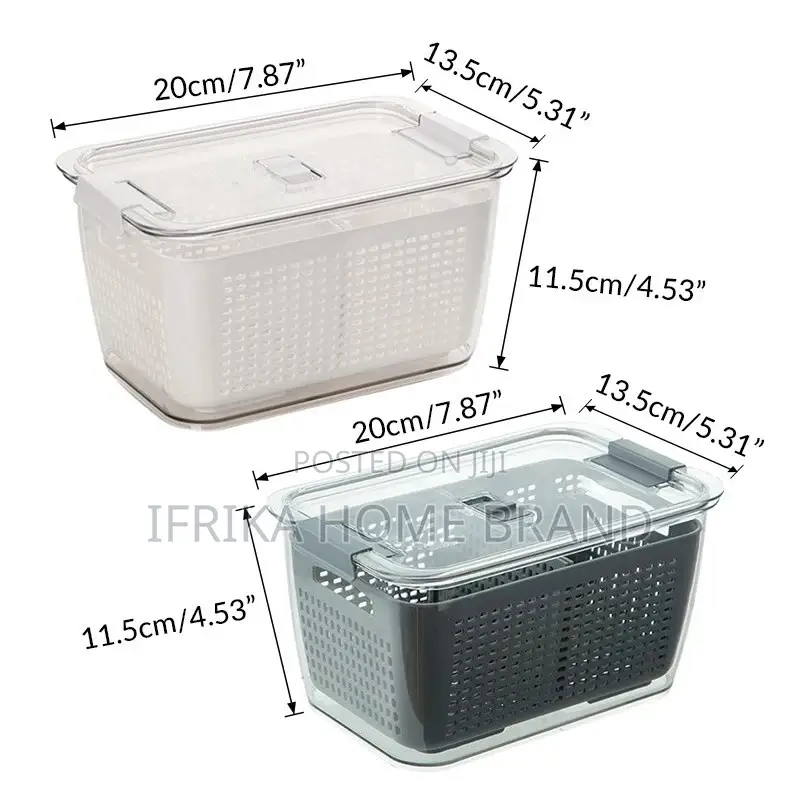 3-in-1 Fridge Storage Drainage Basket With Lid Fruit Food