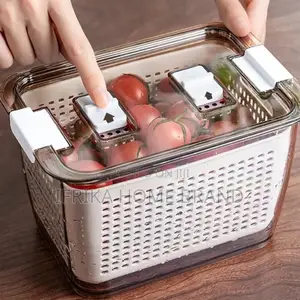 3-in-1 Fridge Storage Drainage Basket With Lid Fruit Food