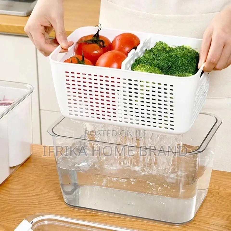 3-in-1 Fridge Storage Drainage Basket With Lid Fruit Food