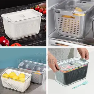 3-in-1 Fridge Storage Drainage Basket With Lid Fruit Food