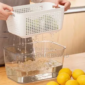3-in-1 Fridge Storage Drainage Basket With Lid Fruit Food