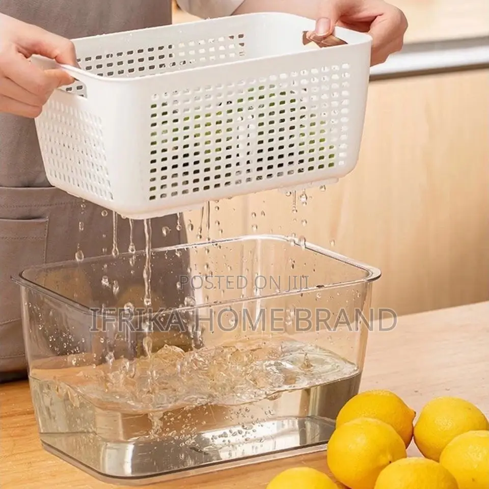 3-in-1 Fridge Storage Drainage Basket With Lid Fruit Food