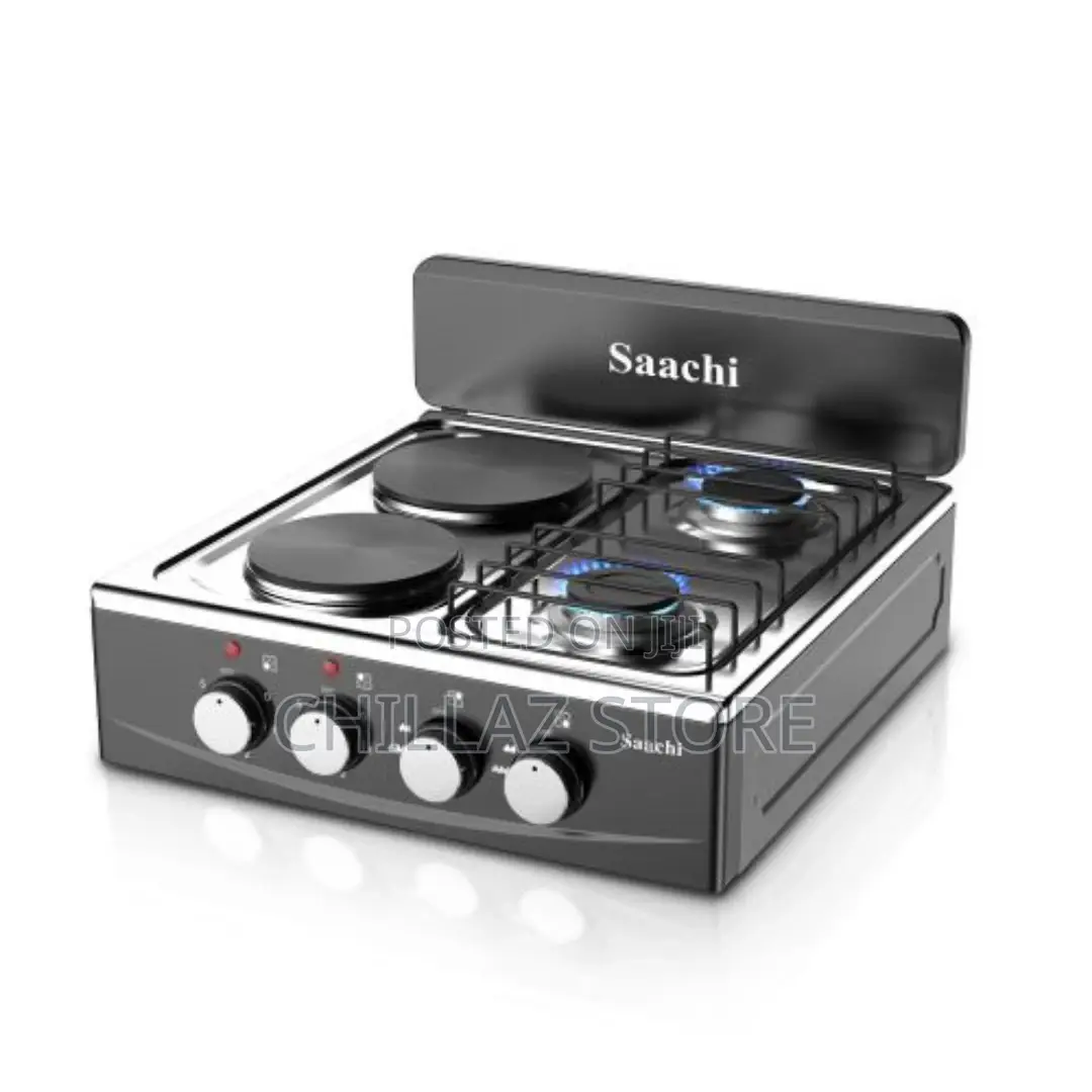 Saachi 2 Gas + 2 Electric Hot Plates Stainless Steel Table